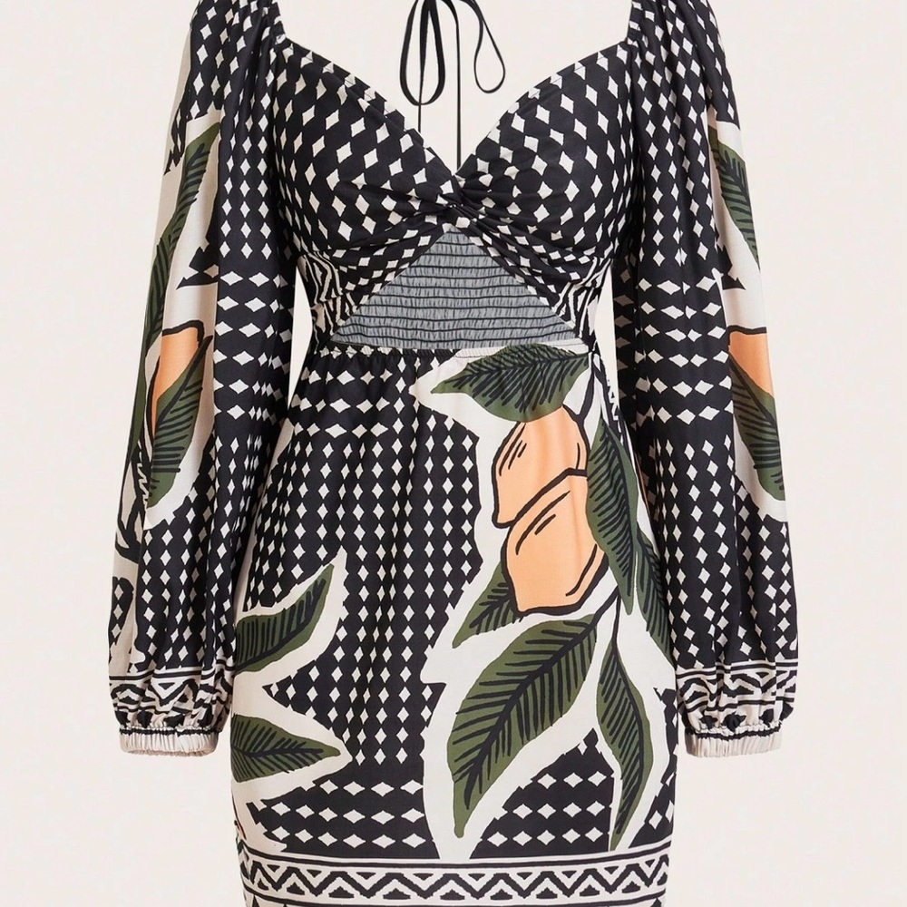 Elegant Black and White Patterned Dress